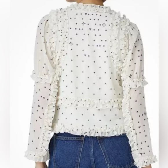 NWOT Koché Paris White Polka Dot Ruffle Small Blouse - Picture 3 of 11